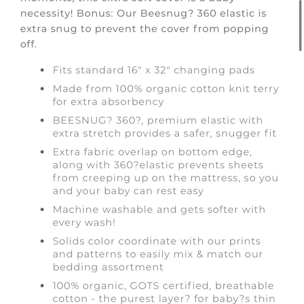 Burt’s bees baby changing pad cover